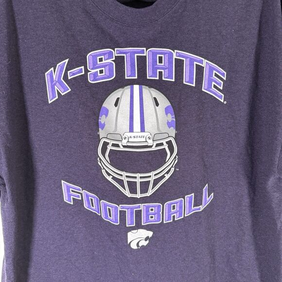 K State Wildcats Football Shirt Men's XL Purple Short Sleeve Crew Neck Cotton Bl - Picture 2 of 7